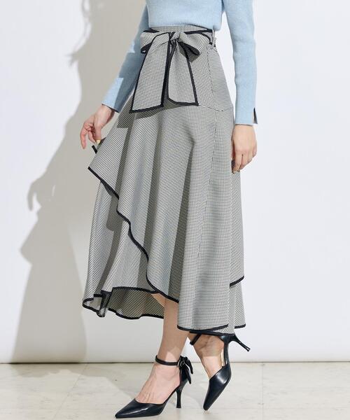 SWINGLE（スウィングル）の「リボンベルトアシメフレアパイピングスカート（スカート・レディース・ライトベージュ/レッド系その他5/ブラック系その他5・MEDIUM/SMALL）」の11枚目の写真