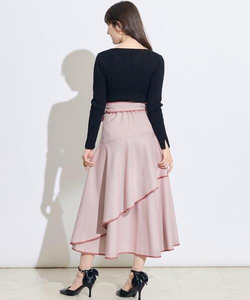 SWINGLE（スウィングル）の「リボンベルトアシメフレアパイピングスカート（スカート・レディース・ライトベージュ/レッド系その他5/ブラック系その他5・MEDIUM/SMALL）」の5枚目の写真
