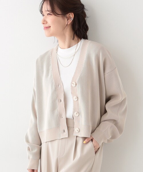 Cutie Blonde(キューティーブロンド)の「【着丈が選べる】スポンディッシュ配色畦カーディガン(カーディガン/ボレロ・レディース・ブラック系4/ブルー系4/ベージュ系4・02/03)」の1枚目の写真