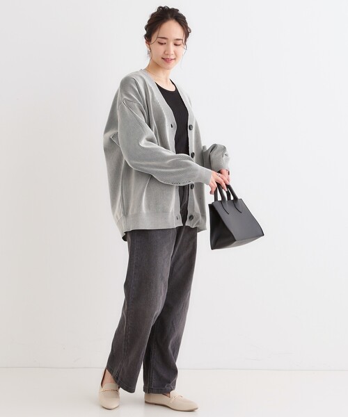 Cutie Blonde(キューティーブロンド)の「【着丈が選べる】スポンディッシュ配色畦カーディガン(カーディガン/ボレロ・レディース・ブラック系4/ブルー系4/ベージュ系4・02/03)」の7枚目の写真