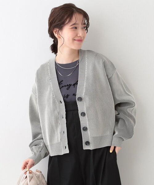 Cutie Blonde(キューティーブロンド)の「【着丈が選べる】スポンディッシュ配色畦カーディガン(カーディガン/ボレロ・レディース・ブラック系4/ブルー系4/ベージュ系4・02/03)」の8枚目の写真