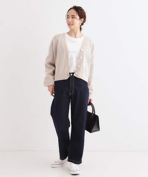 Cutie Blonde(キューティーブロンド)の「【着丈が選べる】スポンディッシュ配色畦カーディガン(カーディガン/ボレロ・レディース・ブラック系4/ブルー系4/ベージュ系4・02/03)」の22枚目の写真