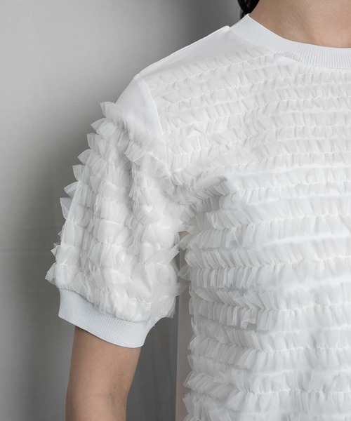 RAW FUDGE（ローファッジ）の「チュールティアードプルオーバー（Tシャツ/カットソー・レディース・ブラック/オフホワイト・M）」の6枚目の写真