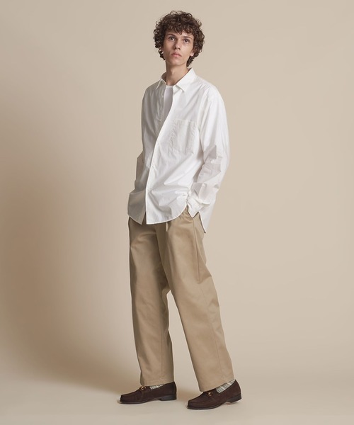 マルチサイズ】TCツイル 1プリーツ ワイドチノパンツ