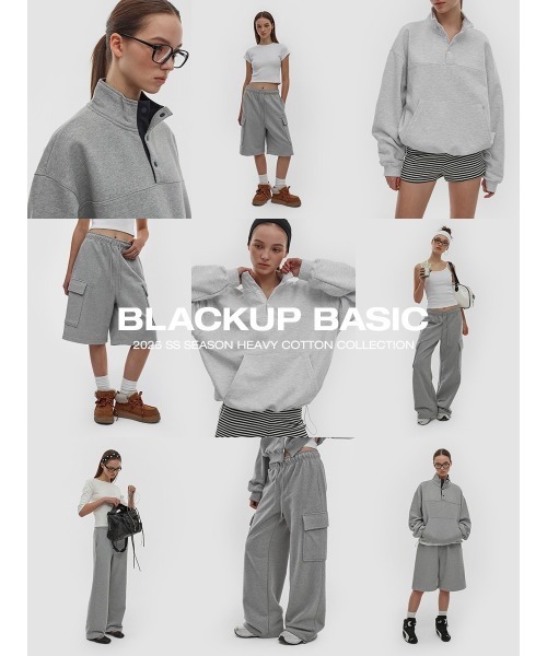 BLACKUP（ブラックアップ）の「[B-BASIC] ヘビーコットンアノラックマンツーマン（スウェット・レディース・ブラック/ホワイト系/グレー・FREE）」の7枚目の写真