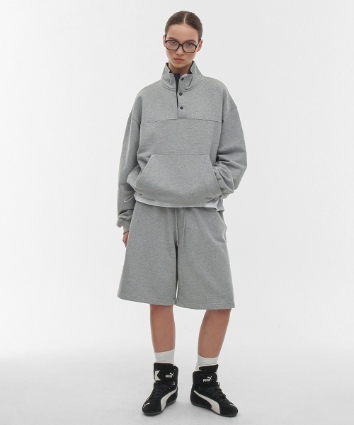BLACKUP（ブラックアップ）の「[B-BASIC] ヘビーコットンアノラックマンツーマン（スウェット・レディース・ブラック/ホワイト系/グレー・FREE）」の9枚目の写真