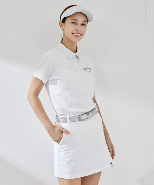 JUN&ROPE'（ジュンアンドロペ）の「アニマル柄衿コンビ使い半袖ポロ（ポロシャツ・レディース・ピンク/ネイビー/グレー・M/S/L）」の5枚目の写真