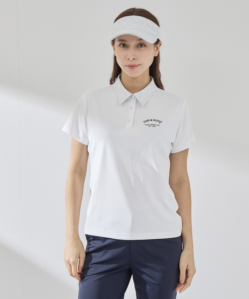 JUN&ROPE'（ジュンアンドロペ）の「アニマル柄衿コンビ使い半袖ポロ（ポロシャツ・レディース・ピンク/ネイビー/グレー・M/S/L）」の8枚目の写真