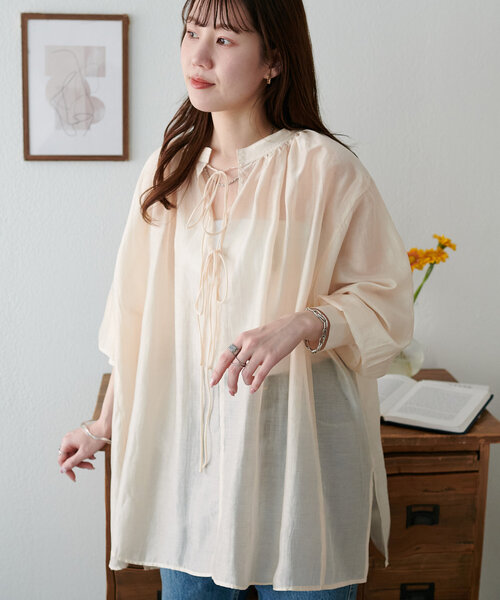 セール】【新色追加!/WEB限定】前後2WAYシアーブラウス（シャツ