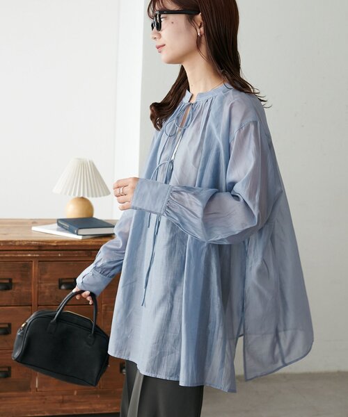セール】【新色追加!/WEB限定】前後2WAYシアーブラウス（シャツ