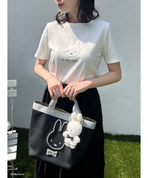 Miffy( ミッフィー)の「miffy パールトリミングTシャツ(Tシャツ/カットソー・レディース・ホワイト/ブラック・FREE)」の4枚目の写真