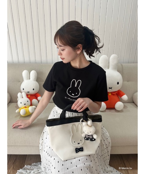 Miffy( ミッフィー)の「miffy パールトリミングTシャツ(Tシャツ/カットソー・レディース・ホワイト/ブラック・FREE)」の9枚目の写真