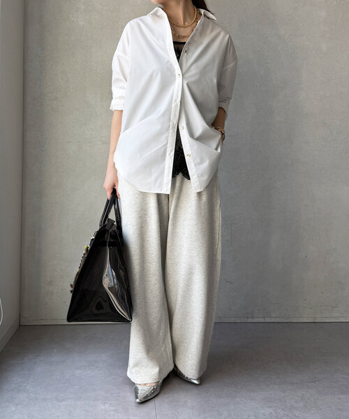 DOUDOU スカラレースキャミ ホワイト DouDou（ドゥドゥ）の「【新色追加】スカラレースキャミ（シャツ