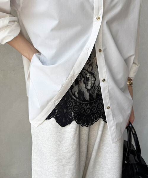 DouDou(ドゥドゥ)の「【新色追加】スカラレースキャミ(シャツ/ブラウス・レディース・ブラック/ホワイト/カーキ/ブラウン/ネイビー・FREE)」の14枚目の写真