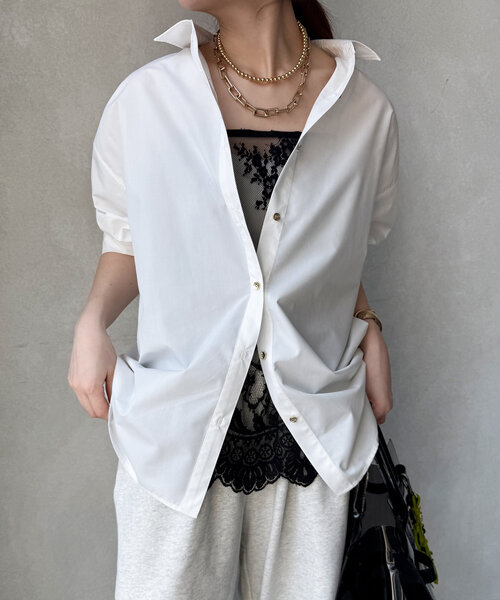 DOU DOU スカラレースキャミ　ホワイト 新色追加】スカラレースキャミ（シャツ/ブラウス）｜DouDou