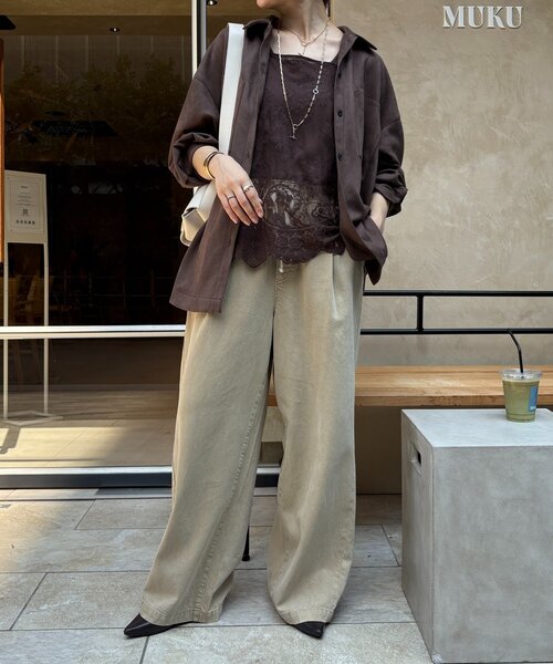 DouDou(ドゥドゥ)の「【新色追加】スカラレースキャミ(シャツ/ブラウス・レディース・ブラック/ホワイト/カーキ/ブラウン/ネイビー・FREE)」の18枚目の写真