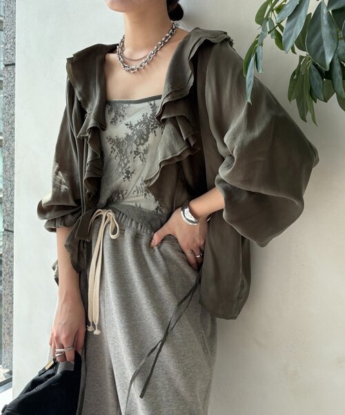 DouDou(ドゥドゥ)の「【新色追加】スカラレースキャミ(シャツ/ブラウス・レディース・ブラック/ホワイト/カーキ/ブラウン/ネイビー・FREE)」の20枚目の写真