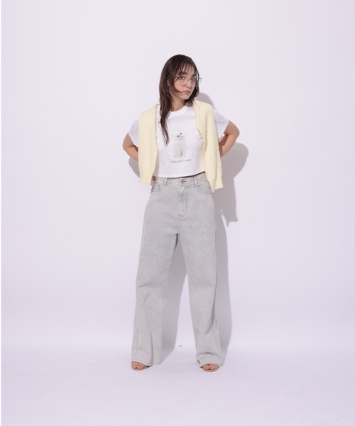 Rirandture(リランドチュール)の「CatプリントTシャツ(Tシャツ/カットソー・レディース・チャコールグレー/ホワイト・2)」の3枚目の写真