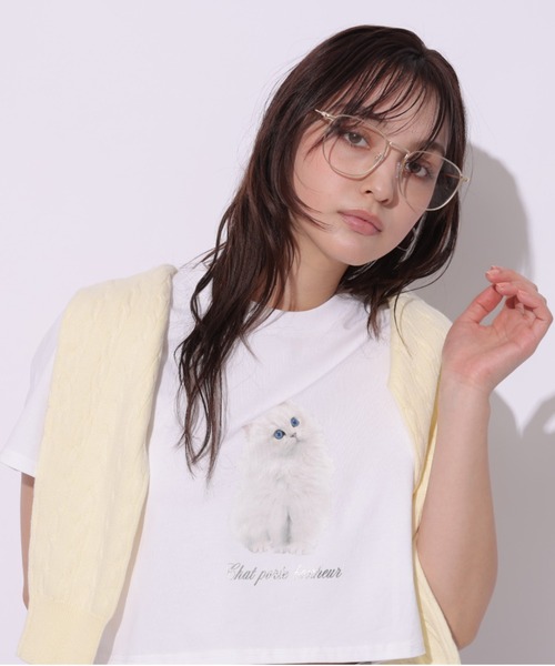 Rirandture(リランドチュール)の「CatプリントTシャツ(Tシャツ/カットソー・レディース・チャコールグレー/ホワイト・2)」の5枚目の写真