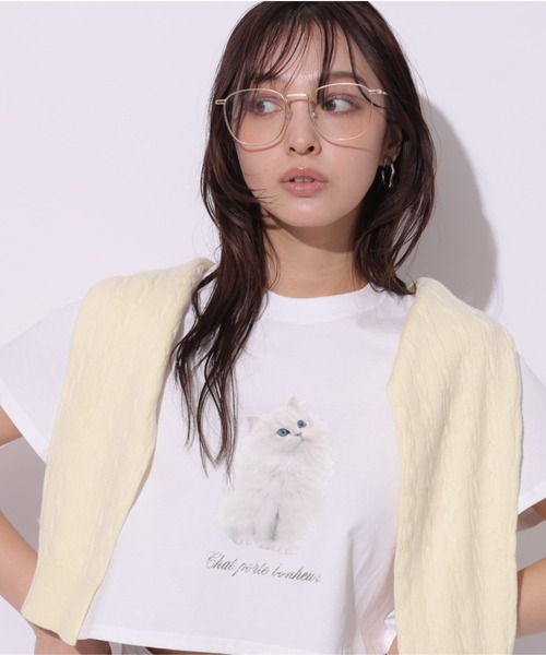Rirandture(リランドチュール)の「CatプリントTシャツ(Tシャツ/カットソー・レディース・チャコールグレー/ホワイト・2)」の6枚目の写真