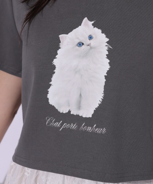 Rirandture(リランドチュール)の「CatプリントTシャツ(Tシャツ/カットソー・レディース・チャコールグレー/ホワイト・2)」の7枚目の写真