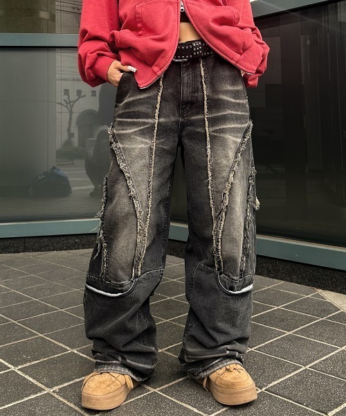 A'gem(エージェム)の「A'GEM/9 × .kom 『A'gem/エージェム』 /切り替えデザインデニムパンツ(デニムパンツ・メンズ・ブラック・S/M)」の9枚目の写真