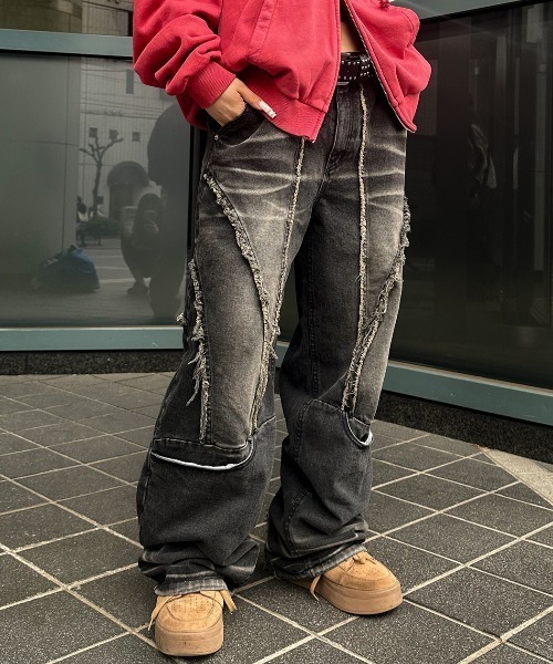 A'gem(エージェム)の「A'GEM/9 × .kom 『A'gem/エージェム』 /切り替えデザインデニムパンツ(デニムパンツ・メンズ・ブラック・S/M)」の8枚目の写真