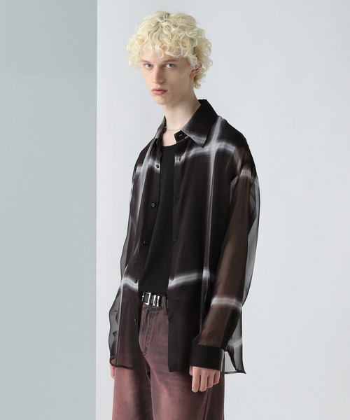 HARE(ハレ)の「アソートガラシアーシャツ(HARE)(シャツ/ブラウス・メンズ・ブラック/ホワイト/パープル/ブルー/グレー/ブラック系その他/チェック・FREE)」の9枚目の写真