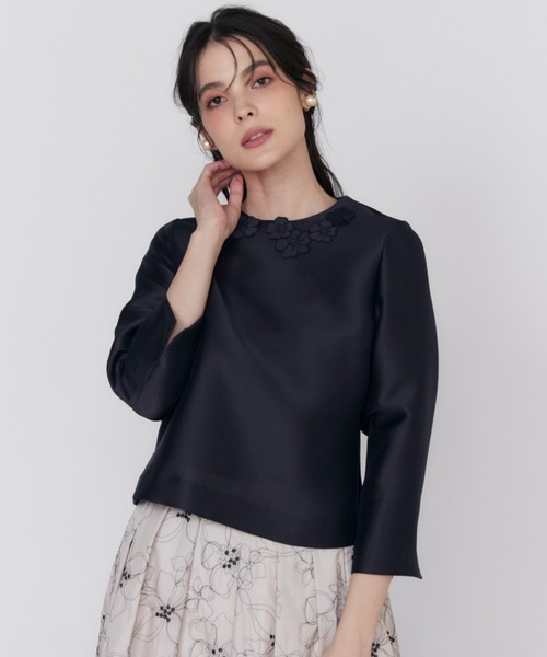 マーブルシュッド限定★フランス★インポート　ブラック✕フラワーモチーフ　ブラウス Shiba Lace ハオリブラウス | marble SUD (Women