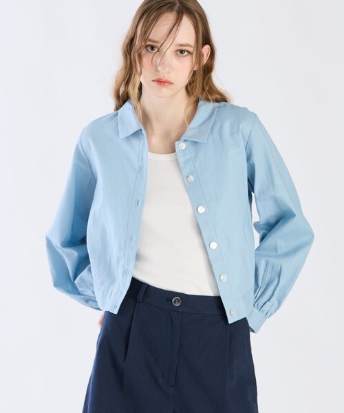 agnes b 短丈コットンジャケット セール】【Outlet】コットンリネンポプリンジャケット（ダウン