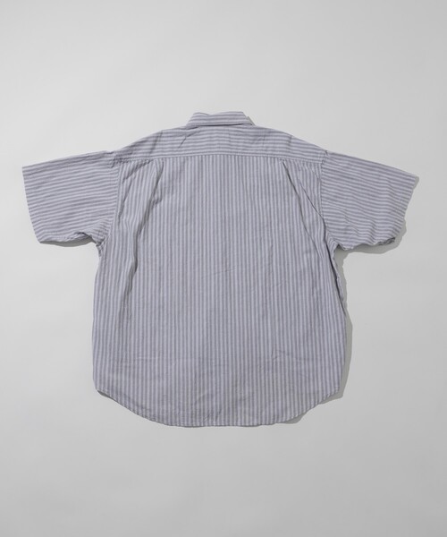 HINSON(ヒンソン)の「HINSON/ヒンソン レギュラーカラー ショートスリーブストライプシャツ/シワ加工/リラックスフィット(シャツ/ブラウス・メンズ・オフホワイト/サックスブルー/グレー・MEDIUM/LARGE)」の12枚目の写真