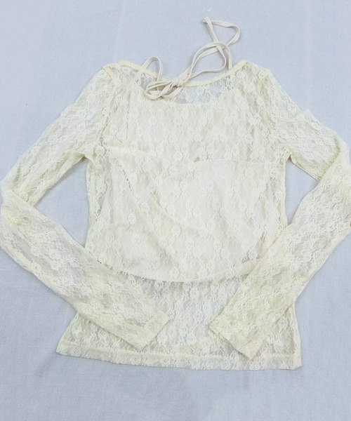 VIBGYOR(ヴィブジョー)の「【セット商品】フラワーモチーフ レースシアートップス ホルターネックキャミ(CZ)(Tシャツ/カットソー・レディース・アイボリー・MEDIUM/LARGE)」の6枚目の写真