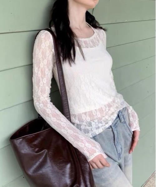 VIBGYOR(ヴィブジョー)の「【セット商品】フラワーモチーフ レースシアートップス ホルターネックキャミ(CZ)(Tシャツ/カットソー・レディース・アイボリー・MEDIUM/LARGE)」の19枚目の写真