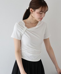 半袖アシメドレープTシャツ