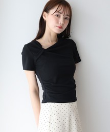 半袖アシメドレープTシャツ