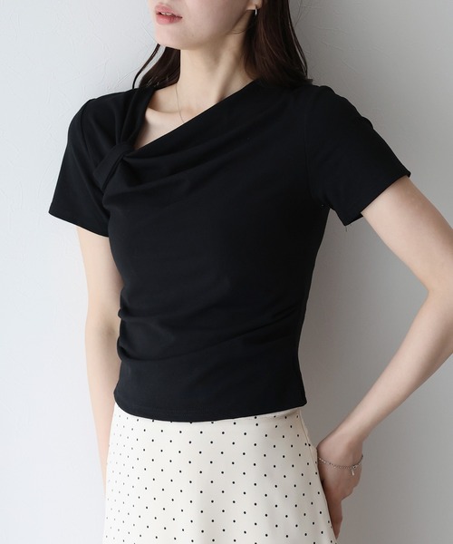 BLUEEAST(ブルーイースト)の「半袖アシメドレープTシャツ(Tシャツ/カットソー・レディース・ブラック/ブルー/ホワイト/ピンク・MEDIUM)」の21枚目の写真
