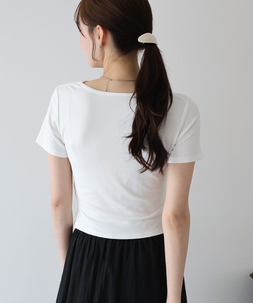 BLUEEAST(ブルーイースト)の「半袖アシメドレープTシャツ(Tシャツ/カットソー・レディース・ブラック/ブルー/ホワイト/ピンク・MEDIUM)」の7枚目の写真