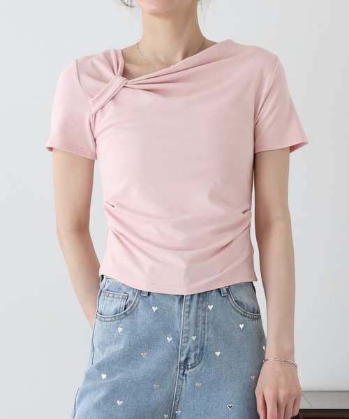 BLUEEAST(ブルーイースト)の「半袖アシメドレープTシャツ(Tシャツ/カットソー・レディース・ブラック/ブルー/ホワイト/ピンク・MEDIUM)」の10枚目の写真