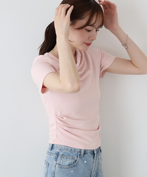 BLUEEAST(ブルーイースト)の「半袖アシメドレープTシャツ(Tシャツ/カットソー・レディース・ブラック/ブルー/ホワイト/ピンク・MEDIUM)」の11枚目の写真