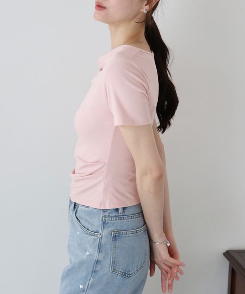 BLUEEAST(ブルーイースト)の「半袖アシメドレープTシャツ(Tシャツ/カットソー・レディース・ブラック/ブルー/ホワイト/ピンク・MEDIUM)」の12枚目の写真