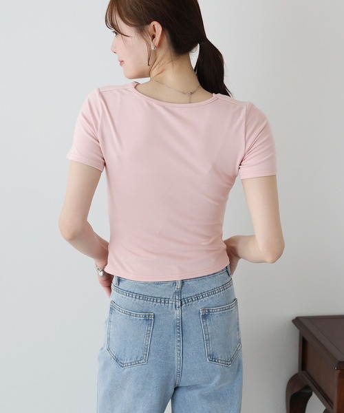 BLUEEAST(ブルーイースト)の「半袖アシメドレープTシャツ(Tシャツ/カットソー・レディース・ブラック/ブルー/ホワイト/ピンク・MEDIUM)」の13枚目の写真