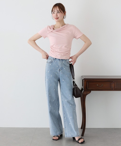 BLUEEAST(ブルーイースト)の「半袖アシメドレープTシャツ(Tシャツ/カットソー・レディース・ブラック/ブルー/ホワイト/ピンク・MEDIUM)」の15枚目の写真