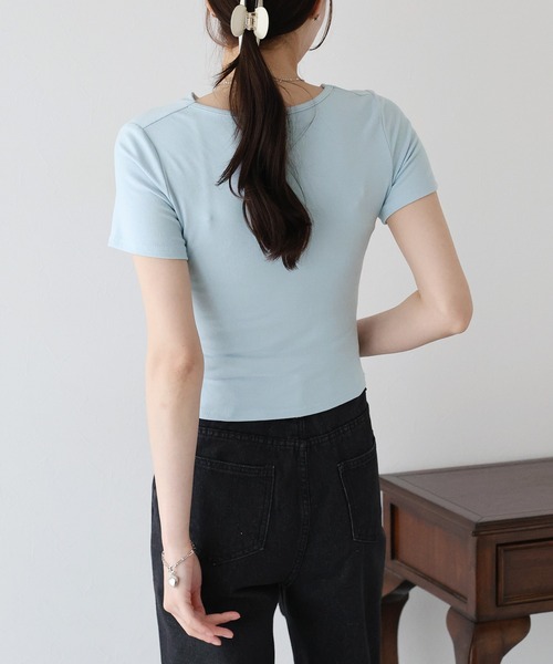 BLUEEAST(ブルーイースト)の「半袖アシメドレープTシャツ(Tシャツ/カットソー・レディース・ブラック/ブルー/ホワイト/ピンク・MEDIUM)」の18枚目の写真