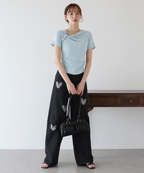 BLUEEAST(ブルーイースト)の「半袖アシメドレープTシャツ(Tシャツ/カットソー・レディース・ブラック/ブルー/ホワイト/ピンク・MEDIUM)」の20枚目の写真