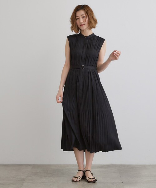 grove（グローブ）の「贅沢プリーツが華やかなシャンブレープリーツワンピース（ワンピース・レディース・ベビーピンク/ブラウン系/ネイビー/ブラック・02/03/01/04/05）」の7枚目の写真