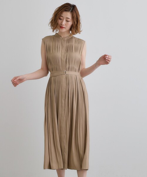 grove（グローブ）の「贅沢プリーツが華やかなシャンブレープリーツワンピース（ワンピース・レディース・ベビーピンク/ブラウン系/ネイビー/ブラック・02/03/01/04/05）」の10枚目の写真