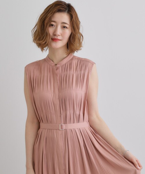 grove（グローブ）の「贅沢プリーツが華やかなシャンブレープリーツワンピース（ワンピース・レディース・ベビーピンク/ブラウン系/ネイビー/ブラック・02/03/01/04/05）」の13枚目の写真