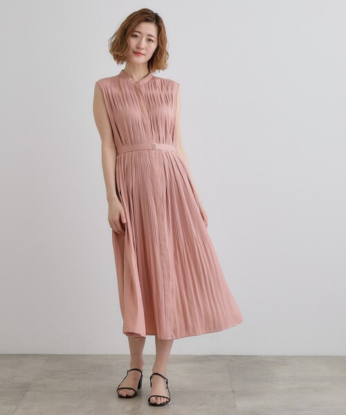 grove（グローブ）の「贅沢プリーツが華やかなシャンブレープリーツワンピース（ワンピース・レディース・ベビーピンク/ブラウン系/ネイビー/ブラック・02/03/01/04/05）」の15枚目の写真