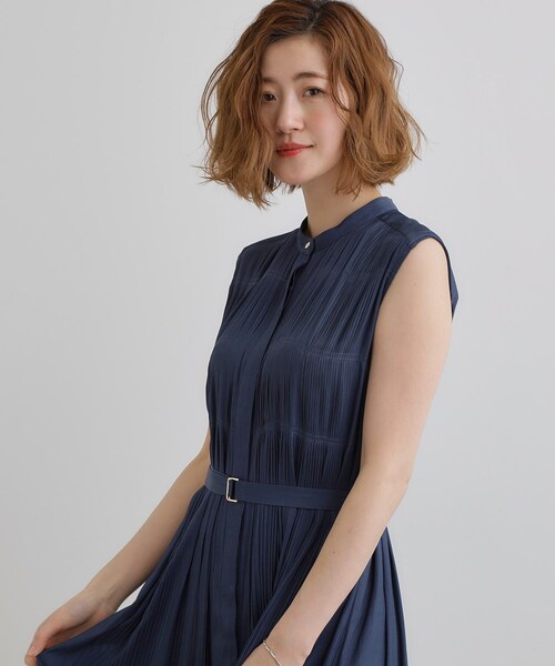 grove（グローブ）の「贅沢プリーツが華やかなシャンブレープリーツワンピース（ワンピース・レディース・ベビーピンク/ブラウン系/ネイビー/ブラック・02/03/01/04/05）」の17枚目の写真