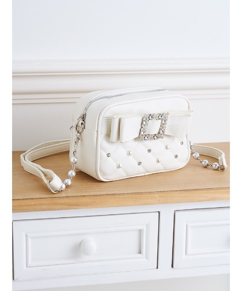 お嬢さんビジューリボンショルダーバッグ（ショルダーバッグ）｜NOEMIE